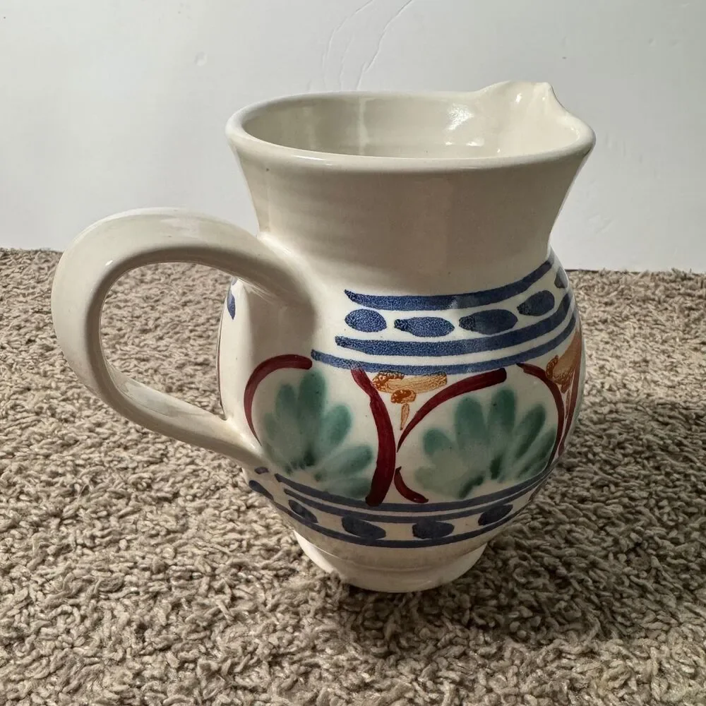 Jamestown Pottery Vintage Hand Painted Pitcher Colonial Virginia Ware Ceramic 7
